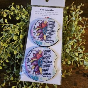 Floral Inspirational Car Coaster Set